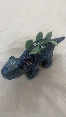 Green Stegasuarus 6" Tall blue Shimmer Scales Plush Stuffed Dinosaur